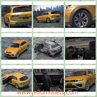3d model the the car of Volkswagen - This is a 3d model of the car of Volkswagen,whihc is painted in yellow and the shape is cute and stable.