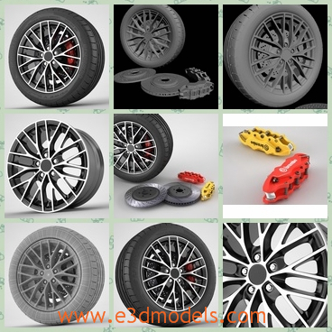 3d model the tire - This is a 3d model of the tire,which is new and modern.The model is the alloyed type in the car.
