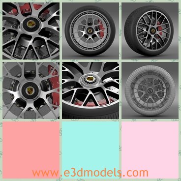3d model the tire of porsche - This is a 3d model of the tire of Porsche,which is new and modern and safe.The model is used widely in the world because of its high quality.