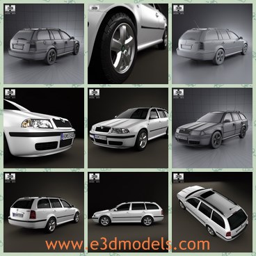 3d model the touring car of Skoda - This is a 3d model of the touring car of Skoda,which is the wagon in 2000.The model is famous in the world.
