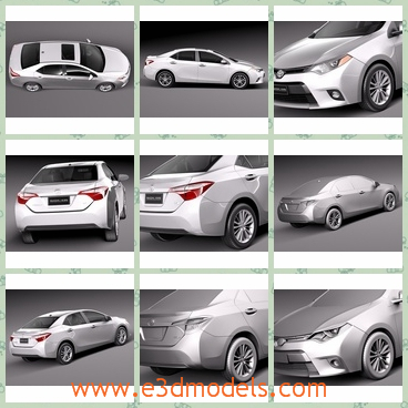 3d model the toyota car - This is a 3d model of the Toyota car,which is a saloon car and it is modern.The car is made in 2014.