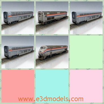 3d model the train on the railway - This is a 3d model of the train on the railway,which is modern and the modern made for delivering passengers.