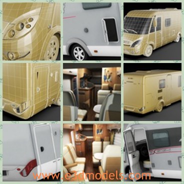 3d model the travel car - This is a 3d model of the travel car,which is long and spacious.Every object has material name, you can easily change or apply materials.