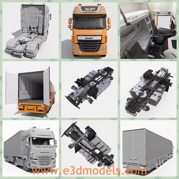 3d model the truck - This is a 3d model of the yellow truck,which has large head.The model is heavy and common in life.