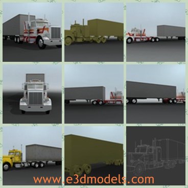 3d model the truck - This is a 3d model of the truck,which has basic interior.The trailer's landing gear is also detached so it can be lowered when the truck is not being used.