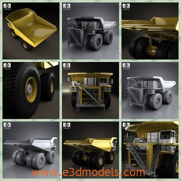 3d model the truck in yellow - This is a 3d model of the truck in yellow,which is large and heavy.The truck is the famous car from Amercia.