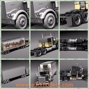 3d model the truck of Kenworth - This is a 3d model of the truck of Kenworth W900,which is modern and large.The model is large and useful in the industries.