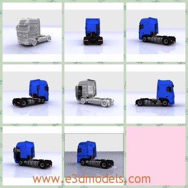 3d model the truck with a big head - This is a 3d model of the truck with a big head,which is painted in dark blue.The main format model can be converted to any other format you may like.