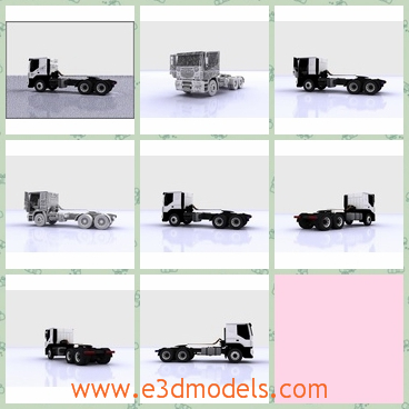 3d model the truck with a small head - This is a 3d model of the truck with a small head,which is long and heavy.The truck is made in Italy by a famous creator.