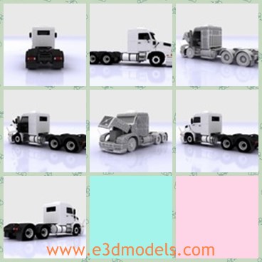 3d model the truck with white head - This is a 3d model of the truck with white head,which is large and heavy.The truck is high and runs fast.