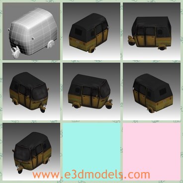 3d model the tuktuk - This is a 3d model of the tuktuk,which is the common vehicle decades ago.The model is produced as the taxi at that time.