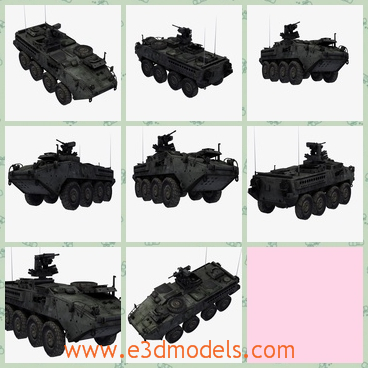3d model the vehical in black - This is a 3d model of the vehical in black,which the equipment with wheels in the army.