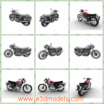 3d model the vintage in the classical style - This is a 3d model about the vintage in the classical style.The motorcycle is heavy and great.