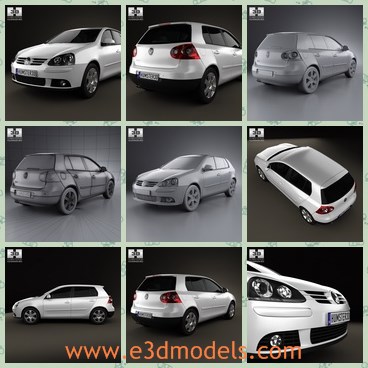 3d model the volkswagen - This is a 3d model of the volkswagen,which was made in 2004 with five doors.The model is compact and convenient to drive.
