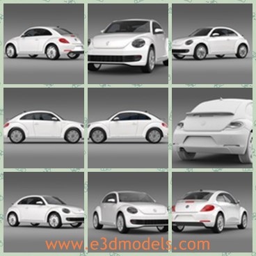 3d model the volkswagen in 2015 - This is a 3d model of the Volkswagen in 2015,which is white and made with a cute shape.
