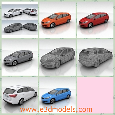 3d model the wagon - This is a 3d model of the wagon,which is the spacious and modern type.The model has the orange type,the red type and the blue type besides the white one.