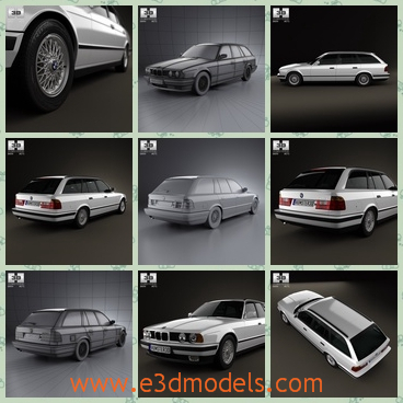 3d model the wagon of BMW in 1993 - This is a 3d model of the wagon of BMW in 1993,which is large and spacious.The car was made for touring.