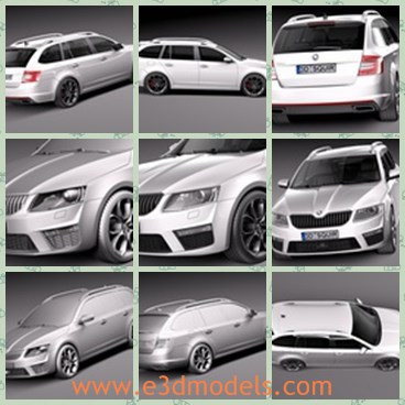 3d model the wagon of skoda - This is a 3d model of the wagon made by Skoda,which is the touring car made in 2014.The model is large and made with high quality.