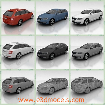 3d model the wagon of Skoda Octavia - This is a 3d model of the wagon of Skoda Octavia,which is modern and popular in the world.