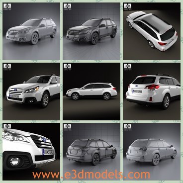 3d model the wagon of subaru - This is a 3d model of the wagon of Subaru,which is the type made in Japan in 2213.The model is modern and popular in the world.