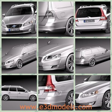 3d model the wagon of Volvo - This is a 3d model of the wagon of Volvo,which is the touring car made in 2014.The model is famous in the world and very popular.