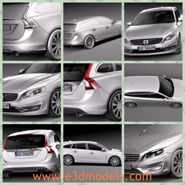 3d model the wagon of Volvo - This is a 3d model of the wagon of Volvo,which is a touring car made in 2014.The model is made in Swed and it is very popular.