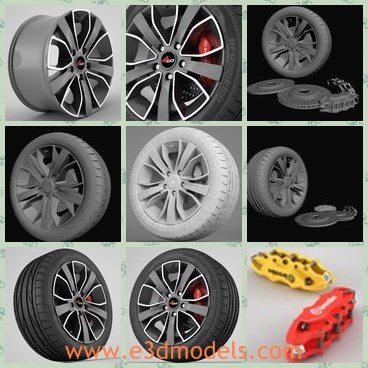 3d model the wheel - This is a 3d model of the wheel,which is alloyed and black.The wheel is made with good quality.