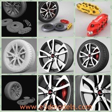 3d model the wheel - This is a 3d model of the wheel,which is alloyed and new.The model is suitable for any cars.