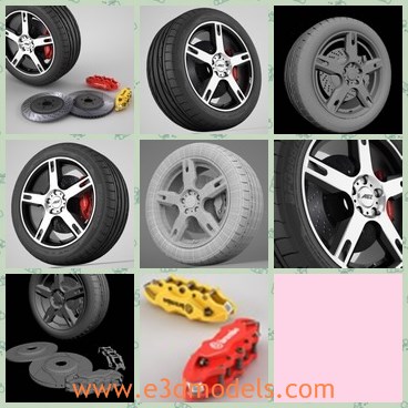3d model the wheel - This is a 3d model of the wheel,which is new and modern.The type is suitable for any cars in the world,such as BMW,Chevrolet and Suzuki.
