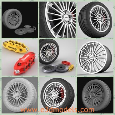 3d model the wheel - This is a 3dmodel of the black wheel,which is new and modern.The wheel is common and suitable for any types of cars.