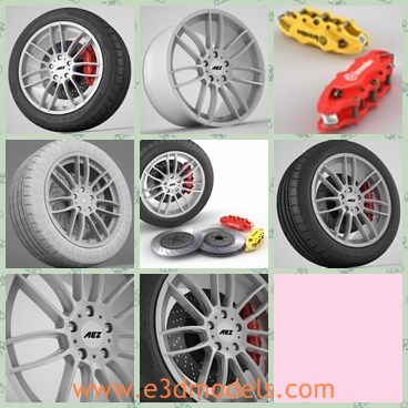 3d model the wheel - This is a 3d model of the wheel,which is alloyed and modern.The wheel is popular and suitable for all kinds of cars.