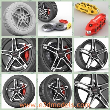 3d model the wheel - This is a 3d model of the wheel,which is created with high quality and suitable for high resolution renders- only Vray materials.