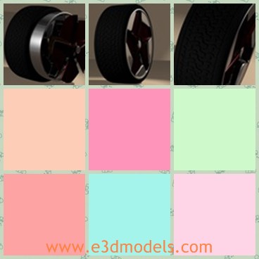 3d model the wheel - This is a 3d model of the wheel,which is the necessary part of the car.The model wheel must be durable and made with high quality,thus the car can be drived for a long time.