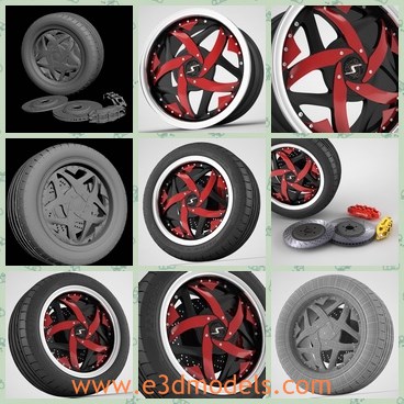 3d model the wheel - This is a 3d model of the wheel,which is new and modern.The model is made with high quality and popular for many famous cars around the world.