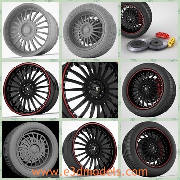 3d model the wheel - This is a 3d model about the wheel,which is made in details and with high quality.The is suitable for high resolution renders- only Vray materials.