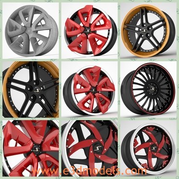3d model the wheel - THis is a 3d model of the wheel of the car,which is made with high quality.The wheel is made with red and yellow colors.