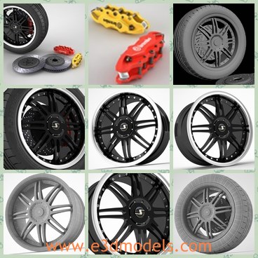 3d model the wheel - This is a 3d model of the wheel,which is new and made with high quality.The model is presented with many parts of the car.