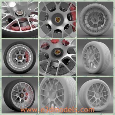 3d model the wheel for porsche car - This is a 3d model of the wheel for Porsche car,which is new and is created in real units of measurement. Model with physically accurate materials.
