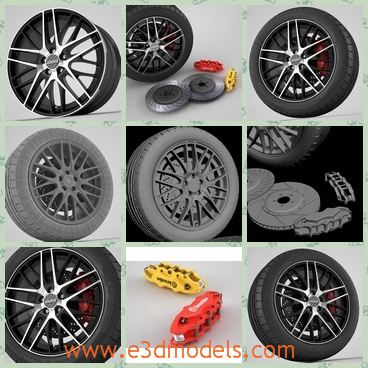 3d model the wheel in alloyed materials - This is a 3d model about the wheel in alloyed material,which is new and common as a part of the car.