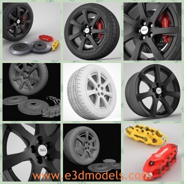 3d model the wheel in black - This is a 3d model of the wheel in black,which is alloyed and made with rubber materials.