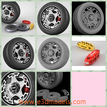 3d model the wheel in black - This is a 3d model of the wheel in black,which is the alloyed tire actually.The model is made in high quality.
