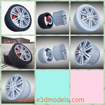 3d model the wheel in black - This is a 3d model about the wheel in black,which is the importand part of the car and the brake is useful and practical.