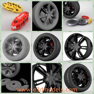3d model the wheel of cars - This is a 3d model of the wheel of cars,which are new and modern.The model is made with high quality,so it is safe and popular.