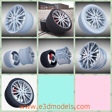 3d model the wheel of the car - This is a 3d model of the wheel of a car,which is stable and popular. All colors of this model can be easily modified