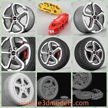 3d model the wheel with alloyed material - This is a 3d model about the wheel with alloyed material,which is new and modern.The wheel is great and elegant.