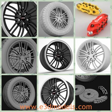 3d model the wheel with alloyed rim - This is a 3d model of the wheel with alloyed rim,which is new and created with high quality.