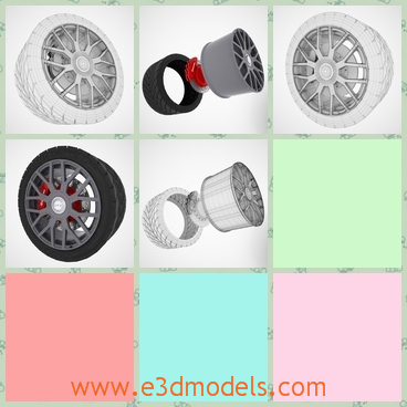 3d model the wheel with fine rims - This is a 3d model of the wheel with fine rims,which is round and flexible.The model is the important of the car.
