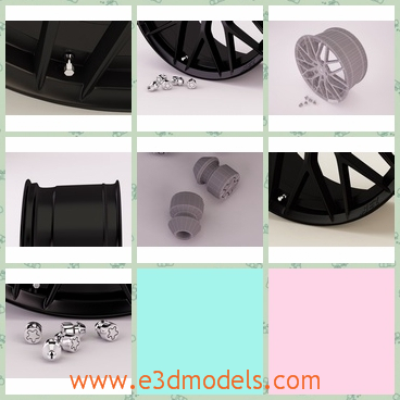 3d model the wheel with nuts - This is a 3d model of the wheel with nuts besides,which is highly built in the car.
