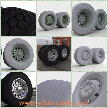 3d model the wheels - This is a 3d model of the wheels of truck,which is made in details.The model is originaly made for semi truck.