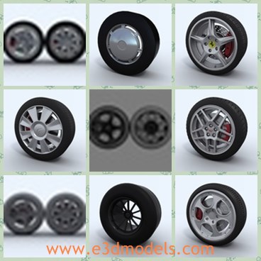 3d model the wheels - This is a 3d model of the wheels,which are made for the famous cars, such as the Scaglietti,the Chevrolet,the lamborghini and the Citroen.